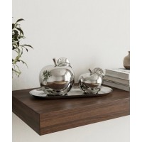 ZEYVE SILVER CERAMIC 2-PIECE APPLE SET TRAY 23x10x9cm